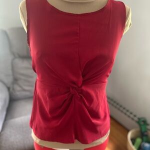 SHEIN Dark Red Twist Front Sleeveless Top, Large